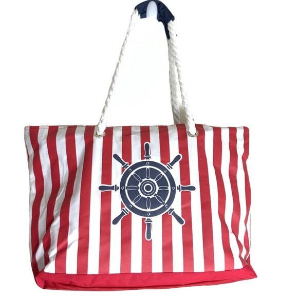Large Striped Beach Bag - Picture 1 of 12